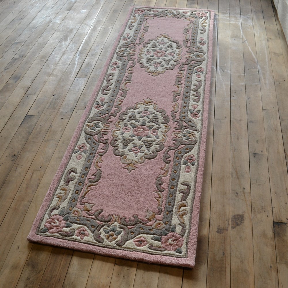 Shensi Traditional Wool Runner in Rose Pink